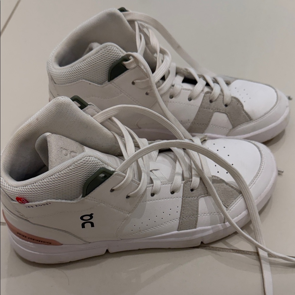 Women’s White and Light Gray High-Top Sneakers